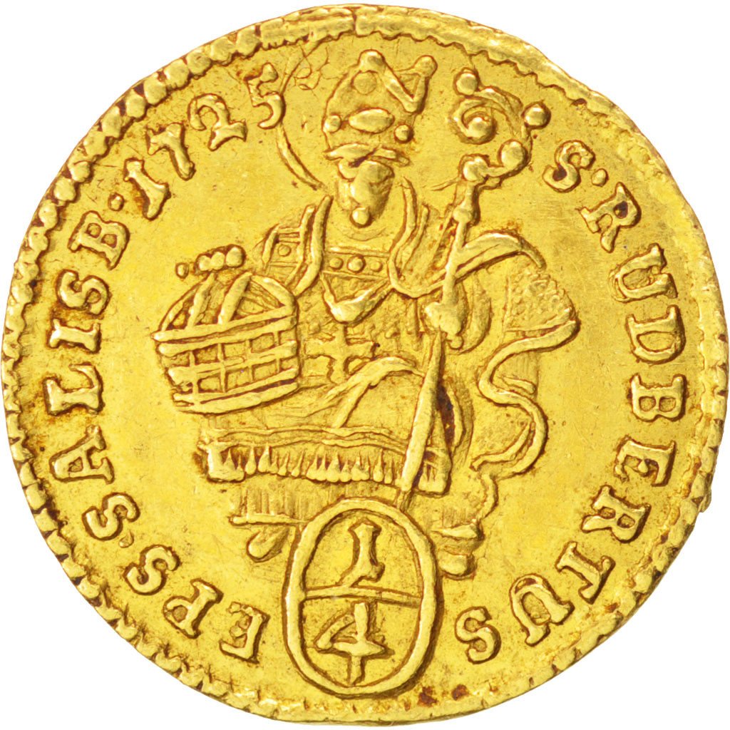 AUSTRIAN STATES, 1/4 Ducat, 1725, KM #297, AU(55-58), Gold, 0.86
