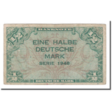 Banknote, GERMANY - FEDERAL REPUBLIC, 1/2 Deutsche Mark, 1948, KM:1a, VF(20-25)