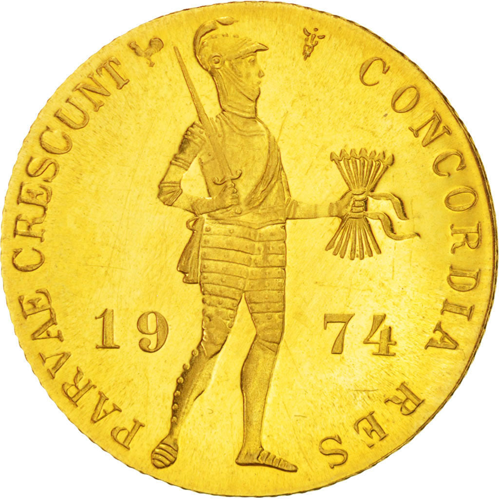 NETHERLANDS, Ducat, 1974, St. Petersburg, KM #190.1, MS(63), Gold, 21, 3.49