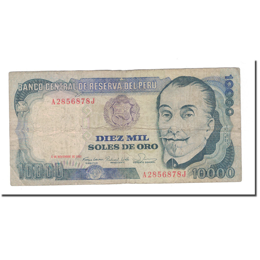 Billet, Pérou, 10,000 Soles de Oro, 1981, 1981-11-05, KM:124, B+