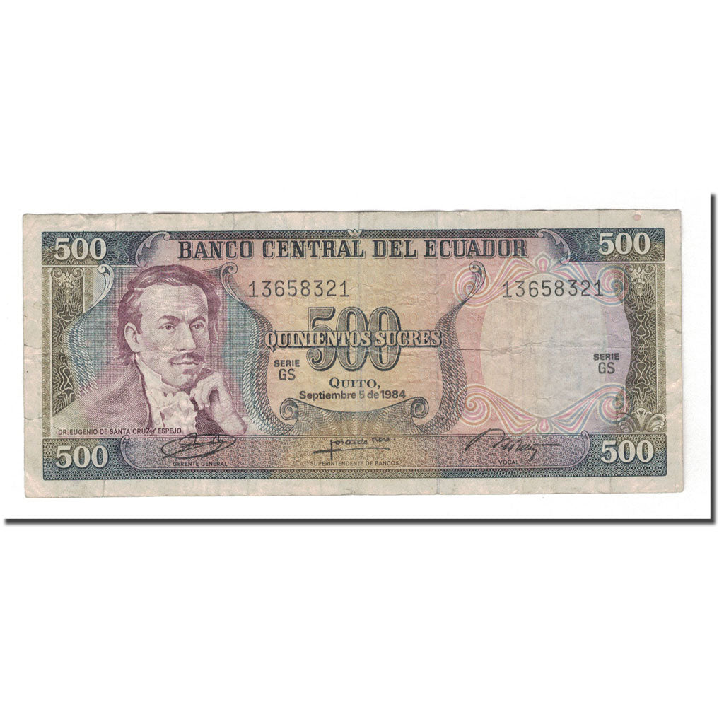 Banknote, Ecuador, 500 Sucres, 1984, 1984-09-05, KM:124a, VF(20-25)