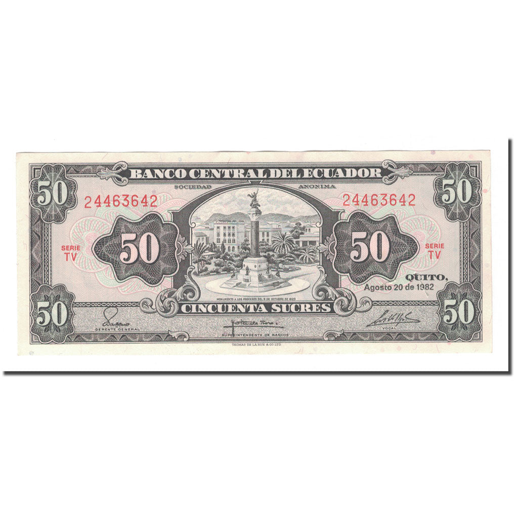 Banknote, Ecuador, 50 Sucres, 1982, 1982-08-20, KM:116e, AU(50-53)