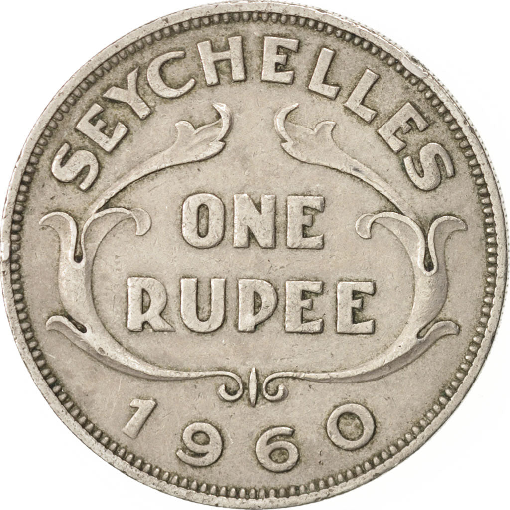 SEYCHELLES, Rupee, 1960, KM #13, EF(40-45), Copper-Nickel, 30, 11.61