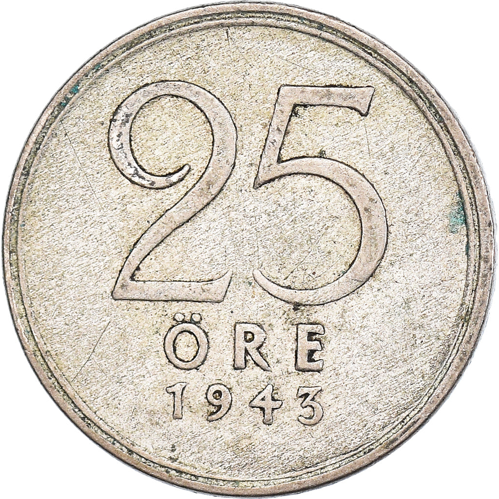Moneda, Suecia, 25 Öre, 1943