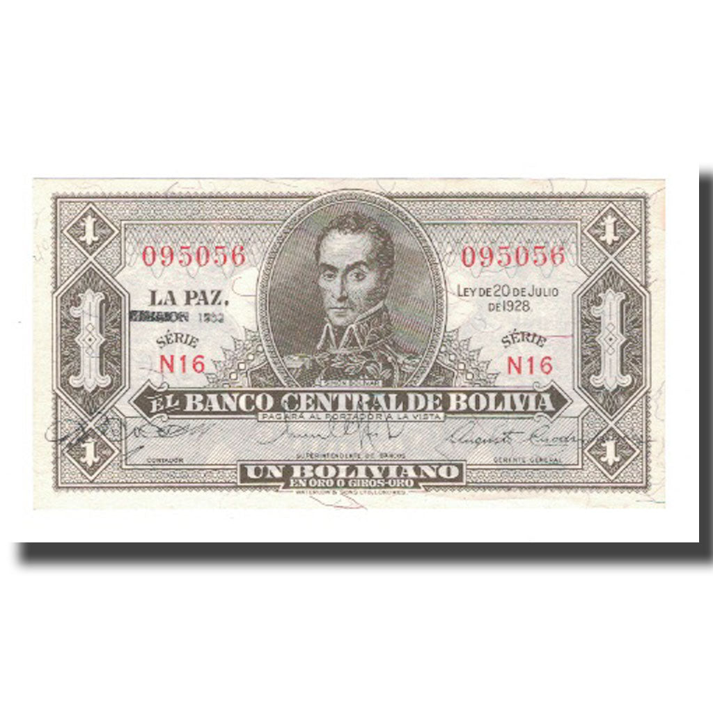 Banknote, Bolivia, 1 Boliviano, 1928, 1928-07-20, KM:128a, UNC(63)
