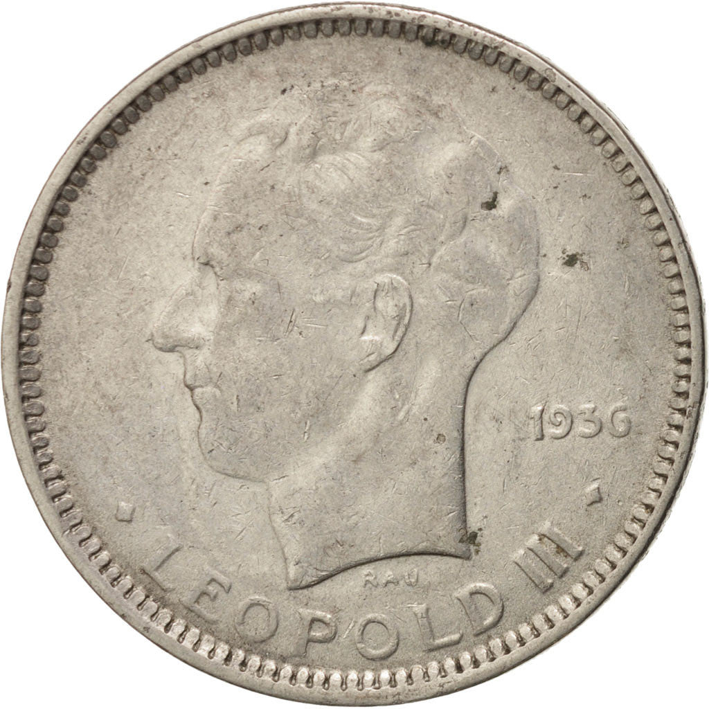Belgique, Léopold III, 5 Francs 1936 légende flamande, KM 109.1