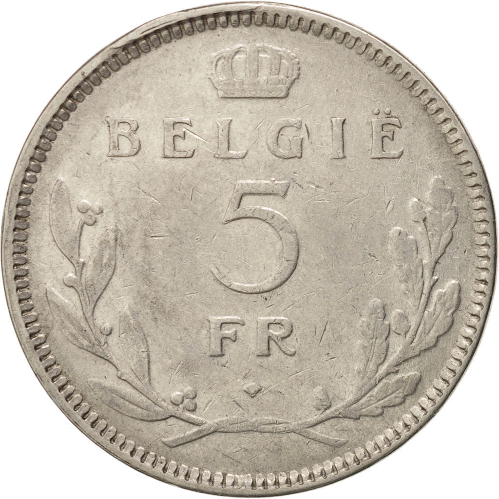 Belgique, Léopold III, 5 Francs 1936 légende flamande, KM 109.1