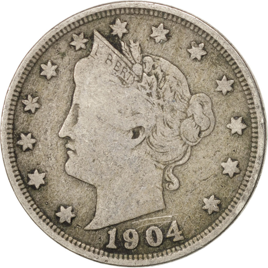 UNITED STATES, Liberty Nickel, 5 Cents, 1904, U.S. Mint, KM #112, VF(20-25),...