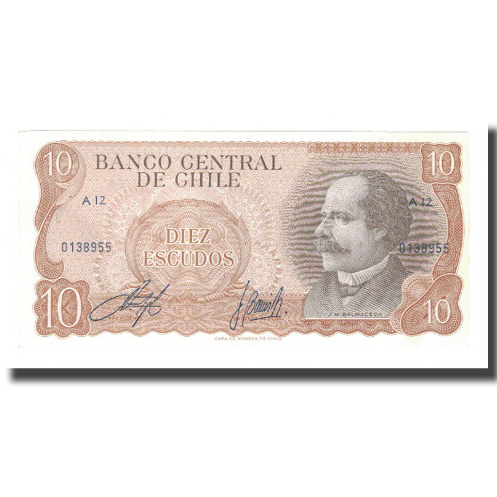 Banknote, Chile, 10 Escudos, KM:143, AU(55-58)