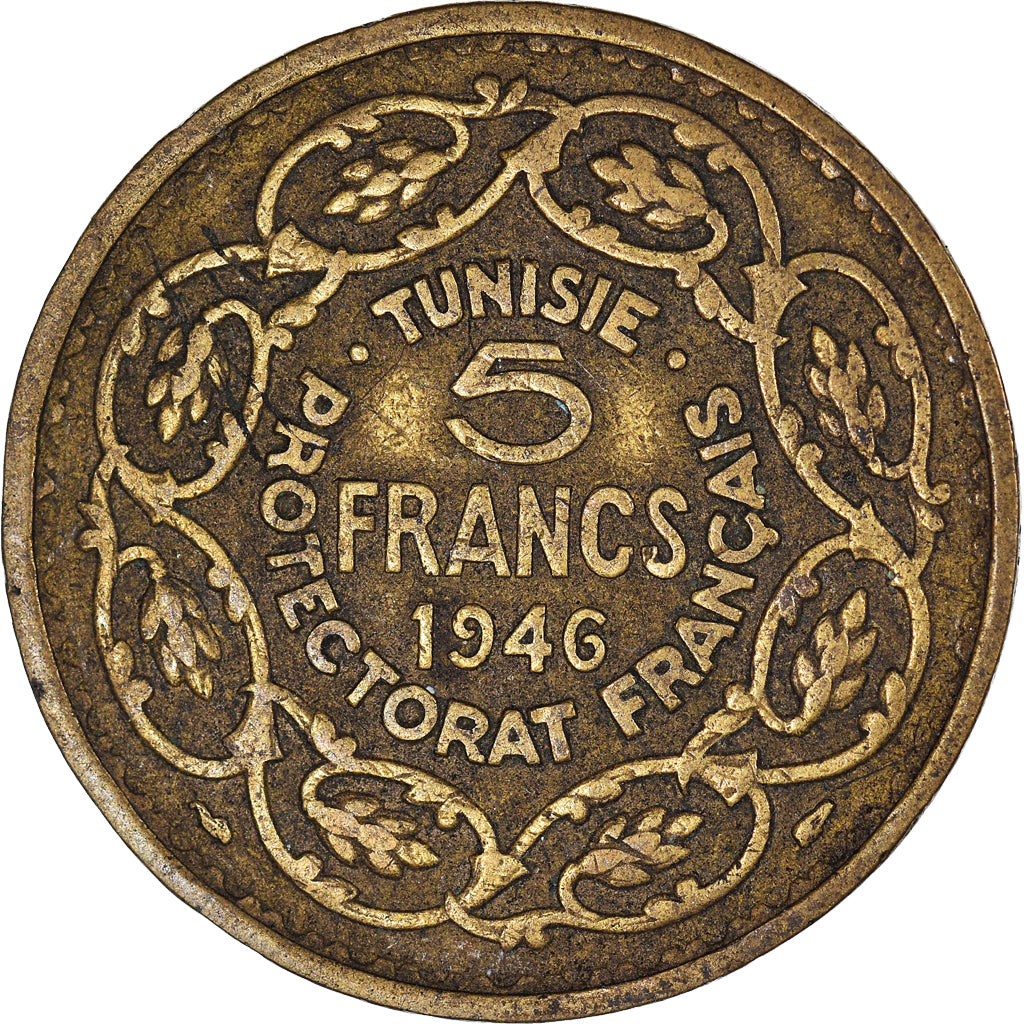 Münze, Tunesien, 5 Francs, 1946