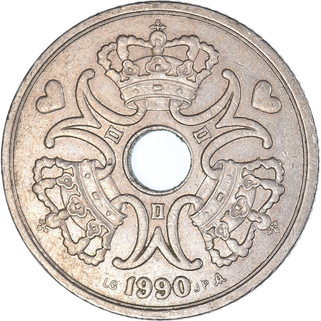 Moneda, Dinamarca, 5 Kroner, 1990
