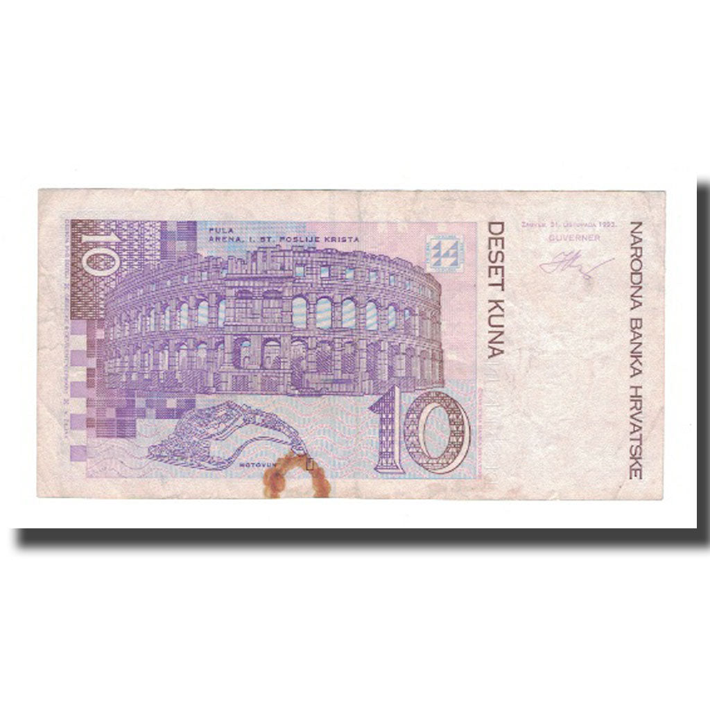 Banknote, Croatia, 10 Kuna, 1993, 1993-10-31, KM:29a, VF(20-25)
