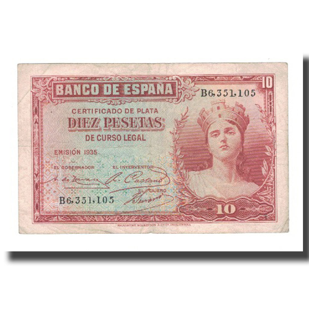 Banknote, Spain, 10 Pesetas, 1935, KM:86a, EF(40-45)