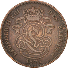 BELGIUM, 2 Centimes, 1871, KM #35.1, VF(20-25), Copper, 21.5, 3.73