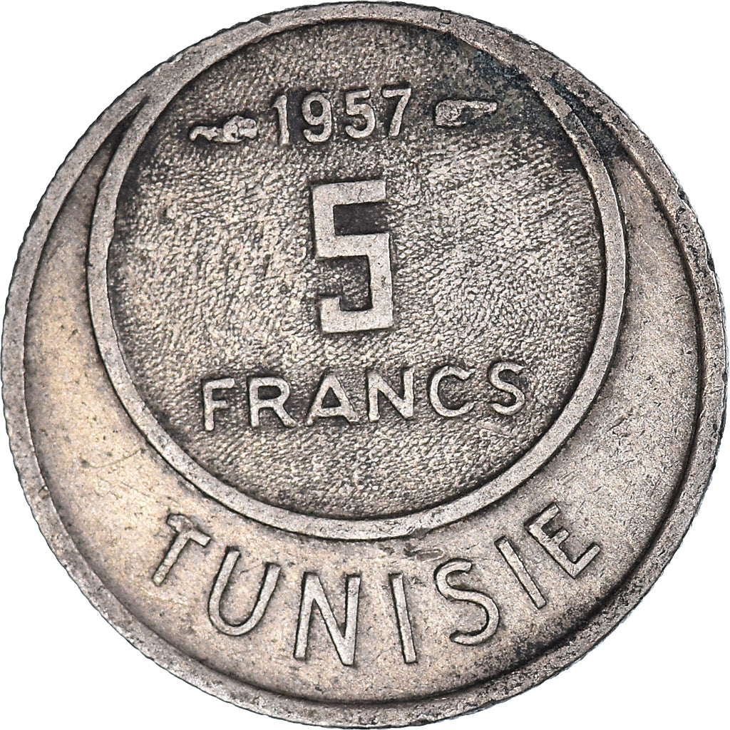 Münze, Tunesien, 5 Francs, 1957