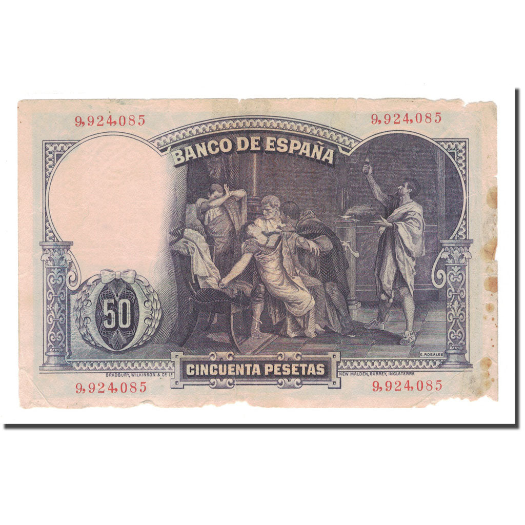 Banknote, Spain, 50 Pesetas, 1931, 1931-04-25, KM:82, VG(8-10)