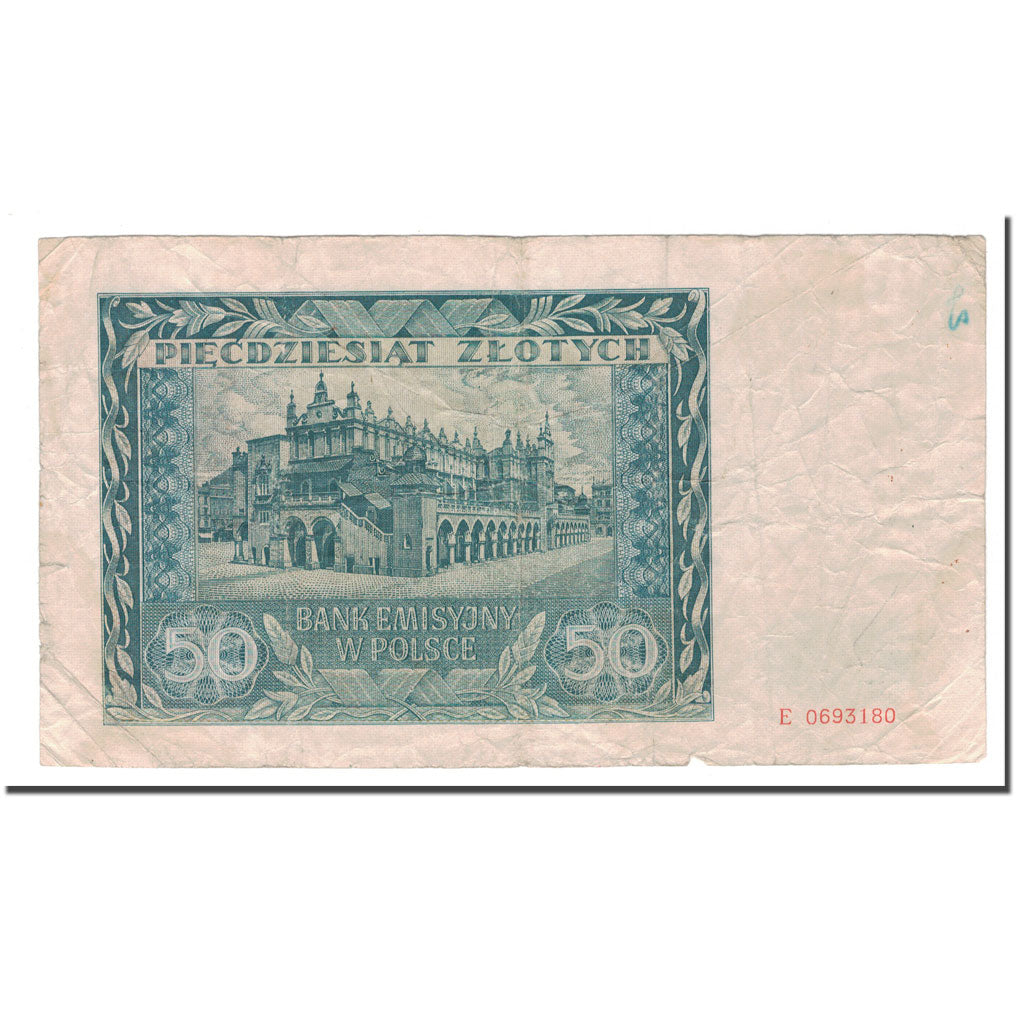 Nota, Polónia, 50 Zlotych, 1941, 1941-08-01, KM:102, F(12-15)