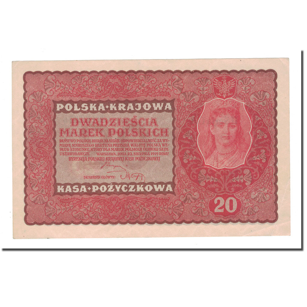 Banknote, Poland, 20 Marek, 1919, 1919-08-23, KM:26, EF(40-45)