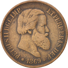 BRAZIL, 20 Reis, 1869, KM #474, EF(40-45), Bronze, 25.39, 6.86