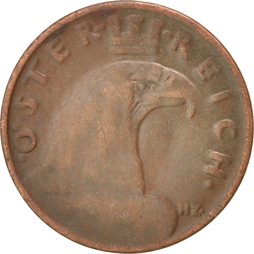 AUSTRIA, Groschen, 1938, KM #2836, EF(40-45), Bronze, 17, 1.62