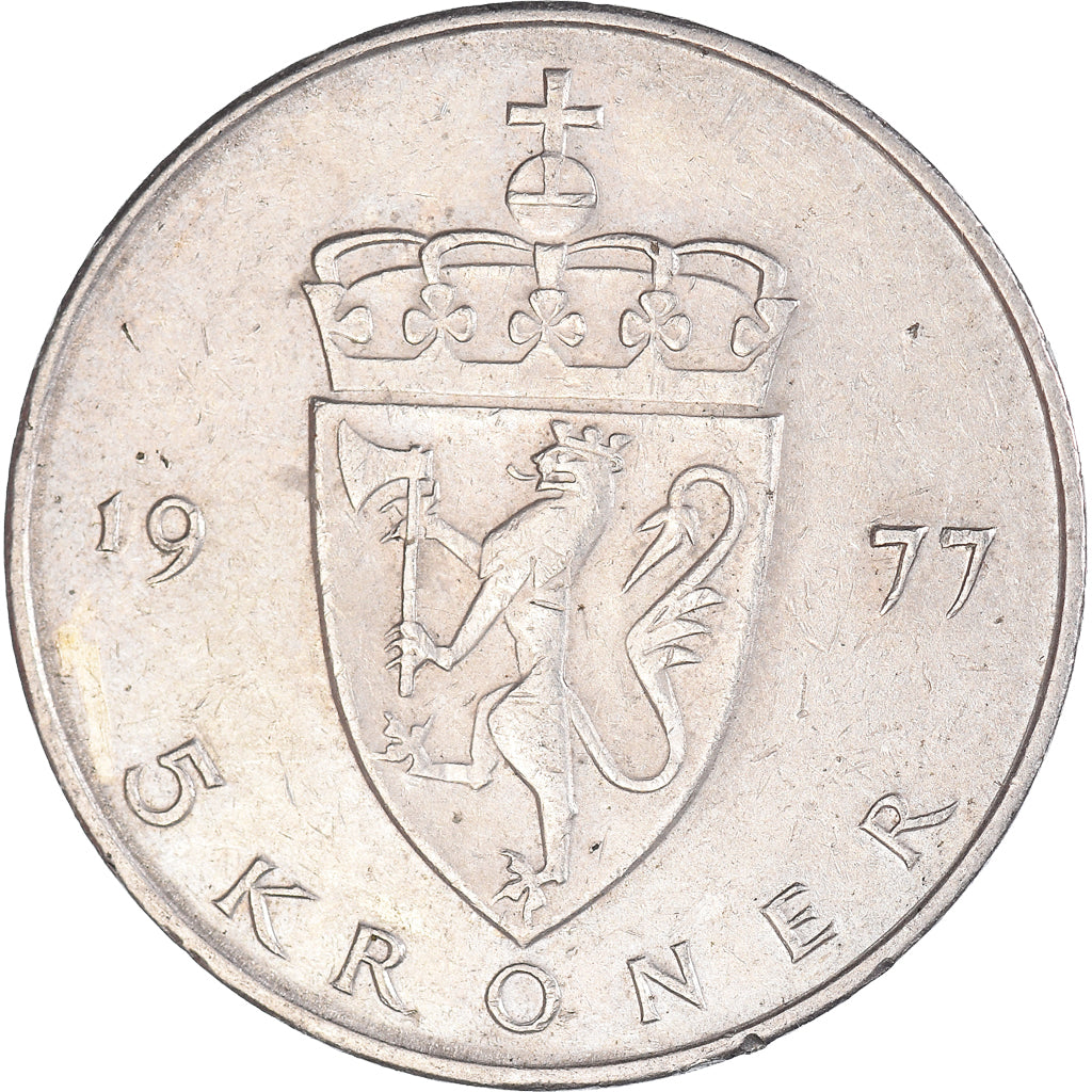 Moeda, Noruega, 5 Kroner, 1977