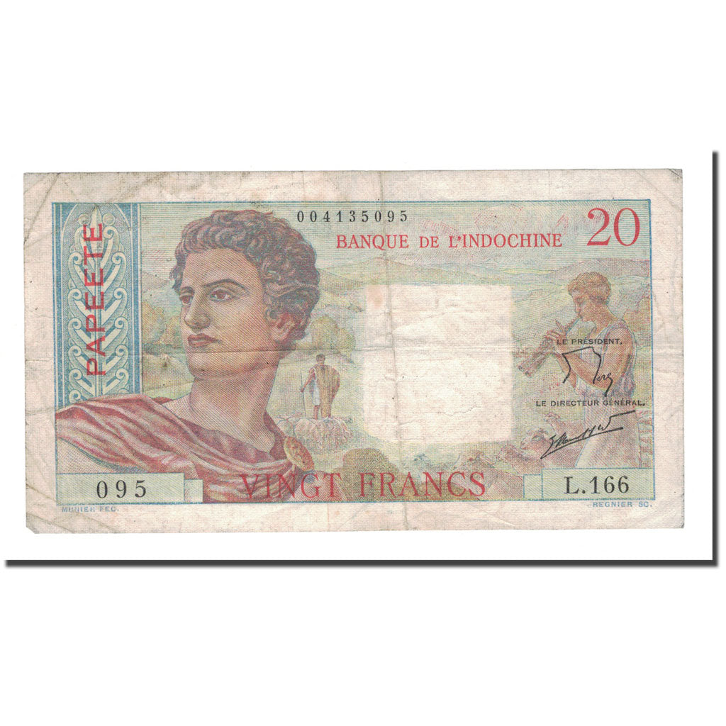 Banknote, Tahiti, 20 Francs, 1951-1963, KM:21c, VF(20-25)