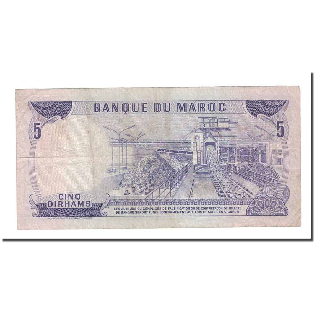 Biljet, Marokko, 5 Dirhams, 1970, KM:56a, TB