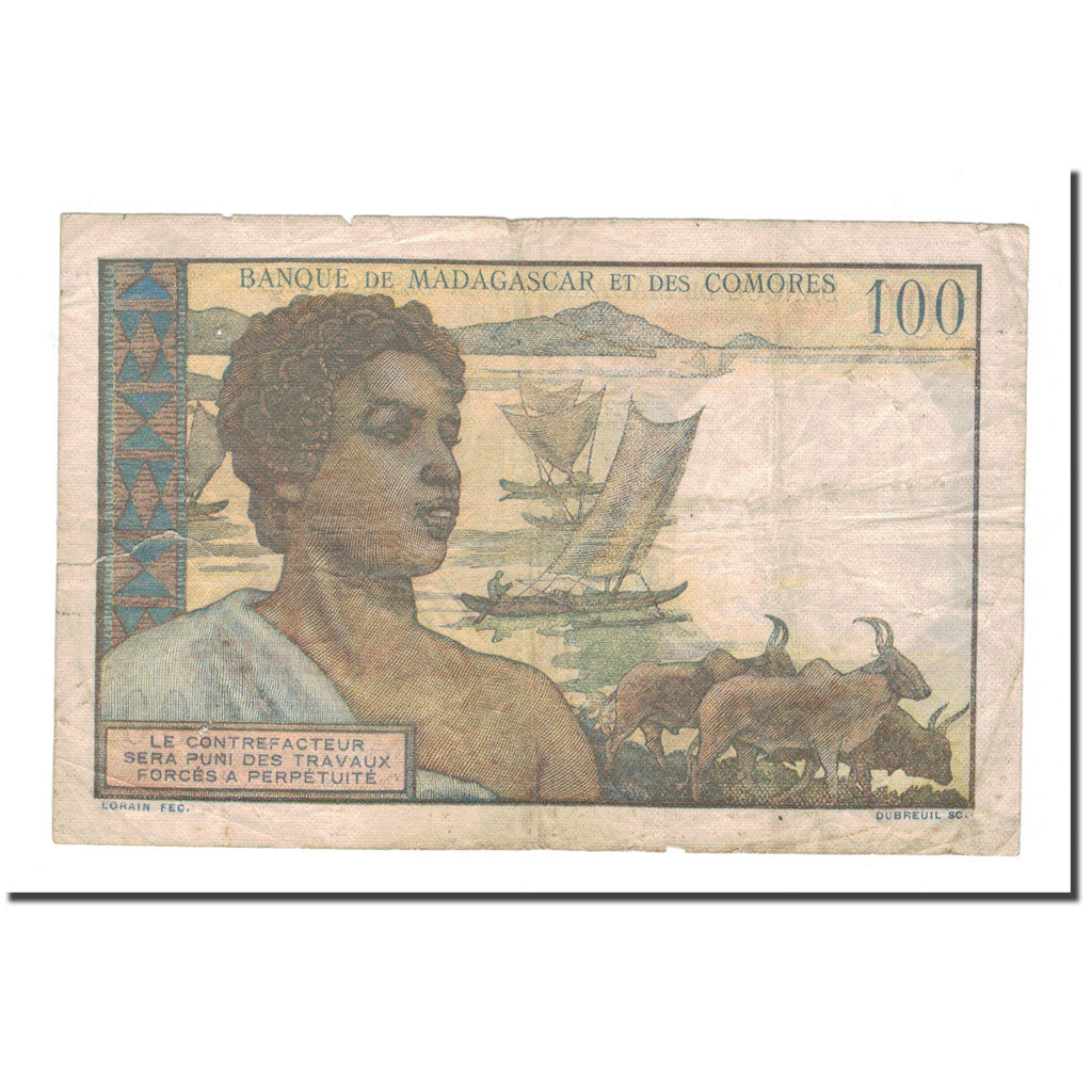 Banknote, Comoros, 100 Francs, KM:3b, VF(20-25)