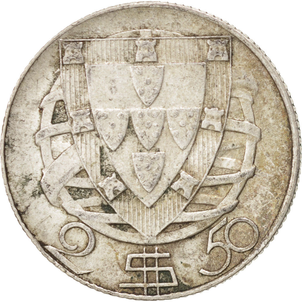 PORTUGAL, 2-1/2 Escudos, 1951, KM #580, AU(55-58), Silver, 20.41, 3.50
