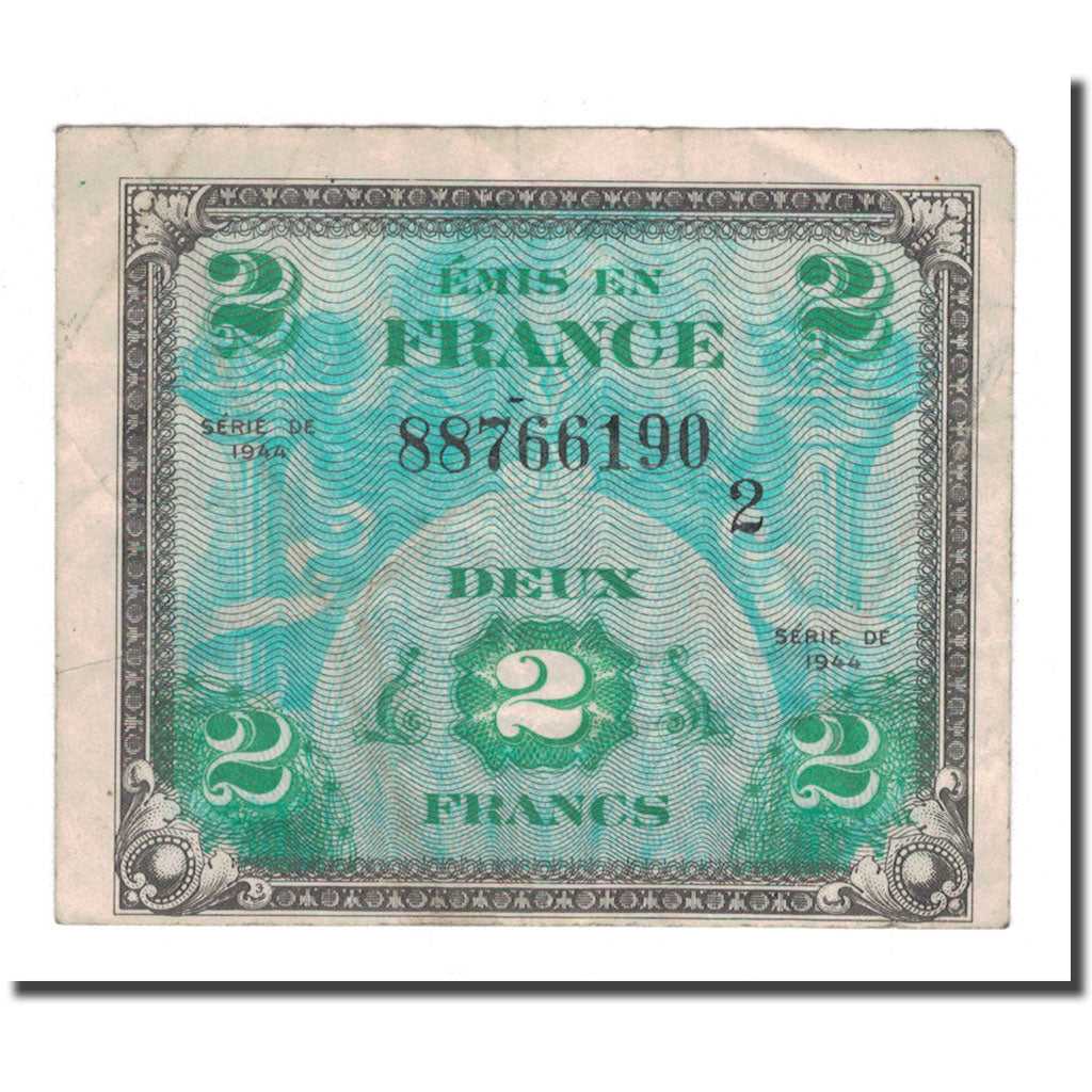 France, 2 Francs, 1944, VF(30-35), Fayette:VF16.1, KM:114a
