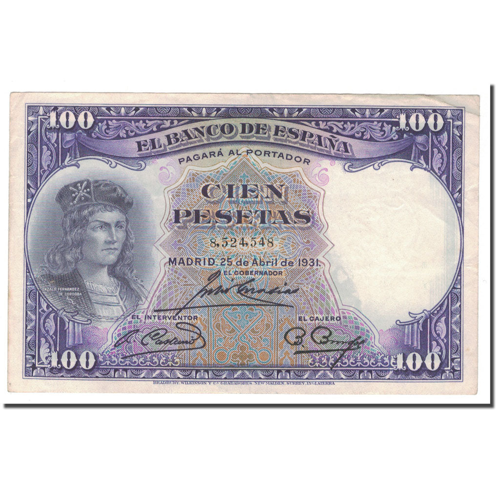 Banconote, Spagna, 100 Pesetas, 1931, 1931-04-25, KM:83, BB
