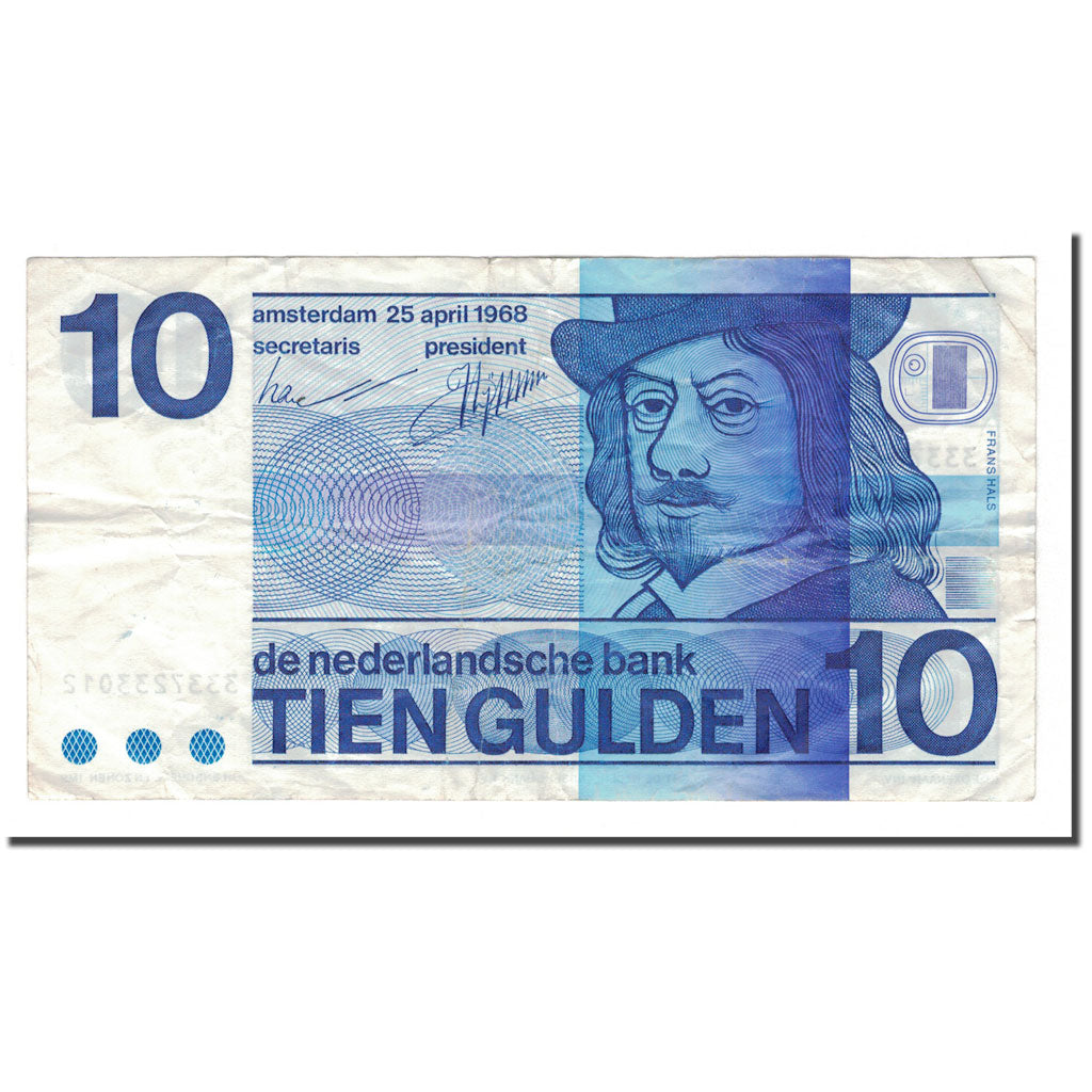 Banknote, Netherlands, 10 Gulden, 1968, 1968-04-25, KM:91b, VF(30-35)