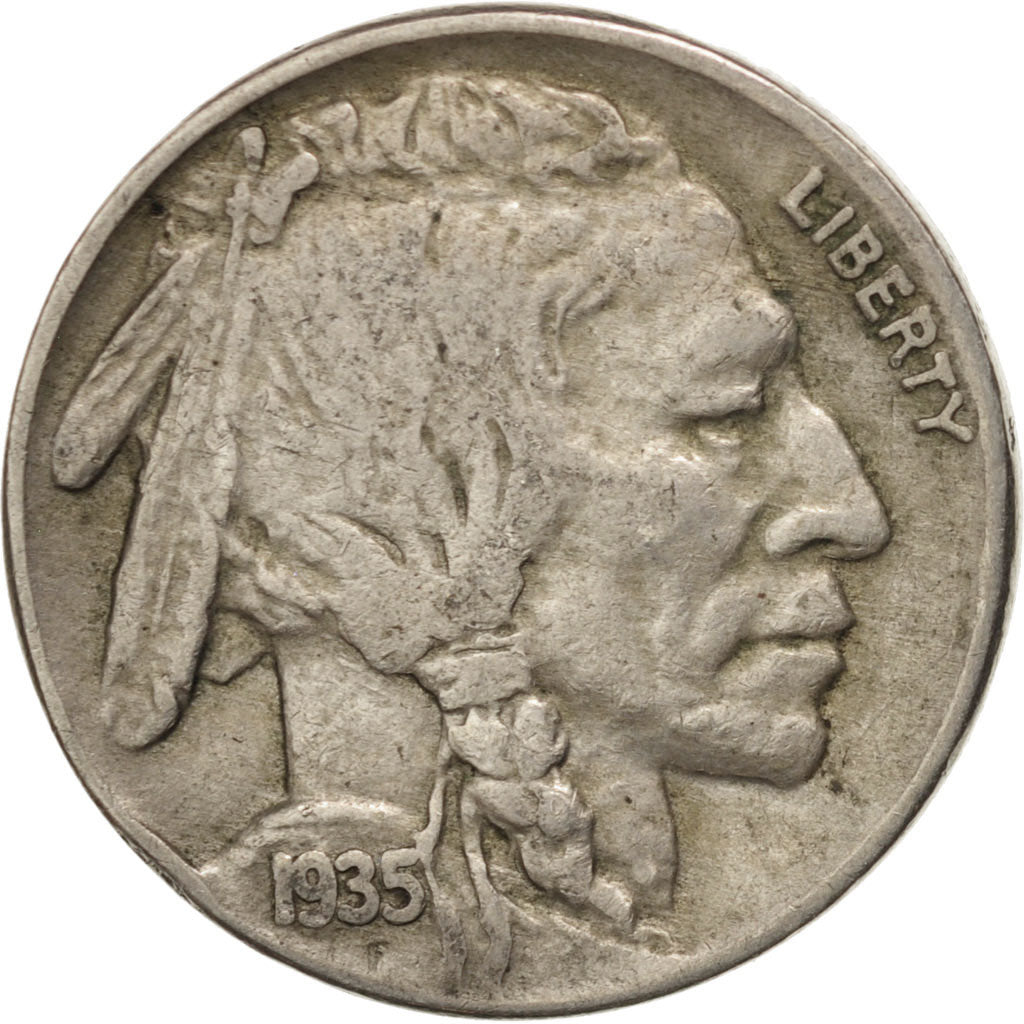 UNITED STATES, Buffalo Nickel, 5 Cents, 1935, U.S. Mint, KM #134, EF(40-45),...