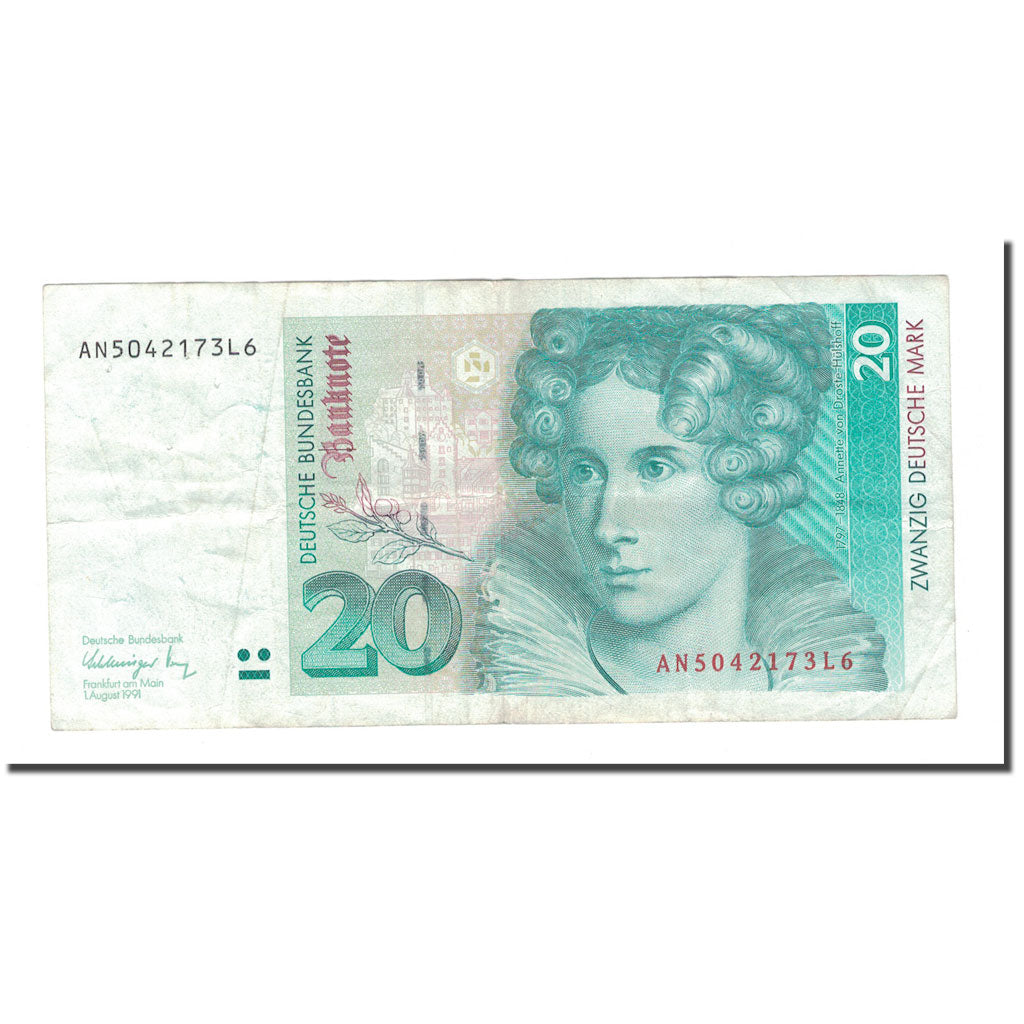 Geldschein, Bundesrepublik Deutschland, 20 Deutsche Mark, 1991, 1991-08-01