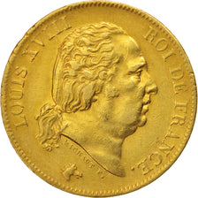 FRANCE, Louis XVIII, 40 Francs, 1816, Paris, KM #713.1, EF(40-45), Gold,...