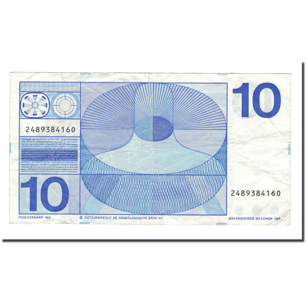 Banknote, Netherlands, 10 Gulden, 1968, 1968-04-25, KM:91b, EF(40-45)