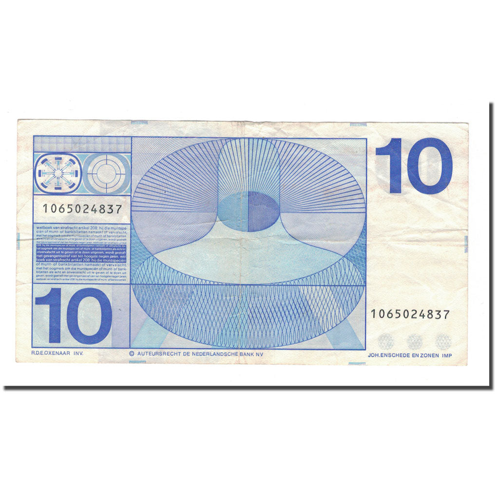 Banknote, Netherlands, 10 Gulden, 1968, 1968-04-25, KM:91b, VF(30-35)