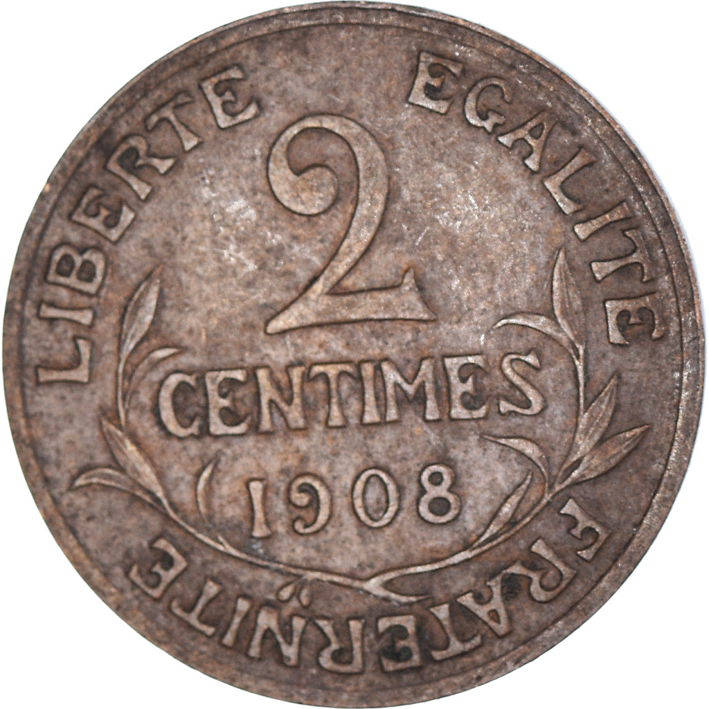 Moeda, França, 2 Centimes, 1908