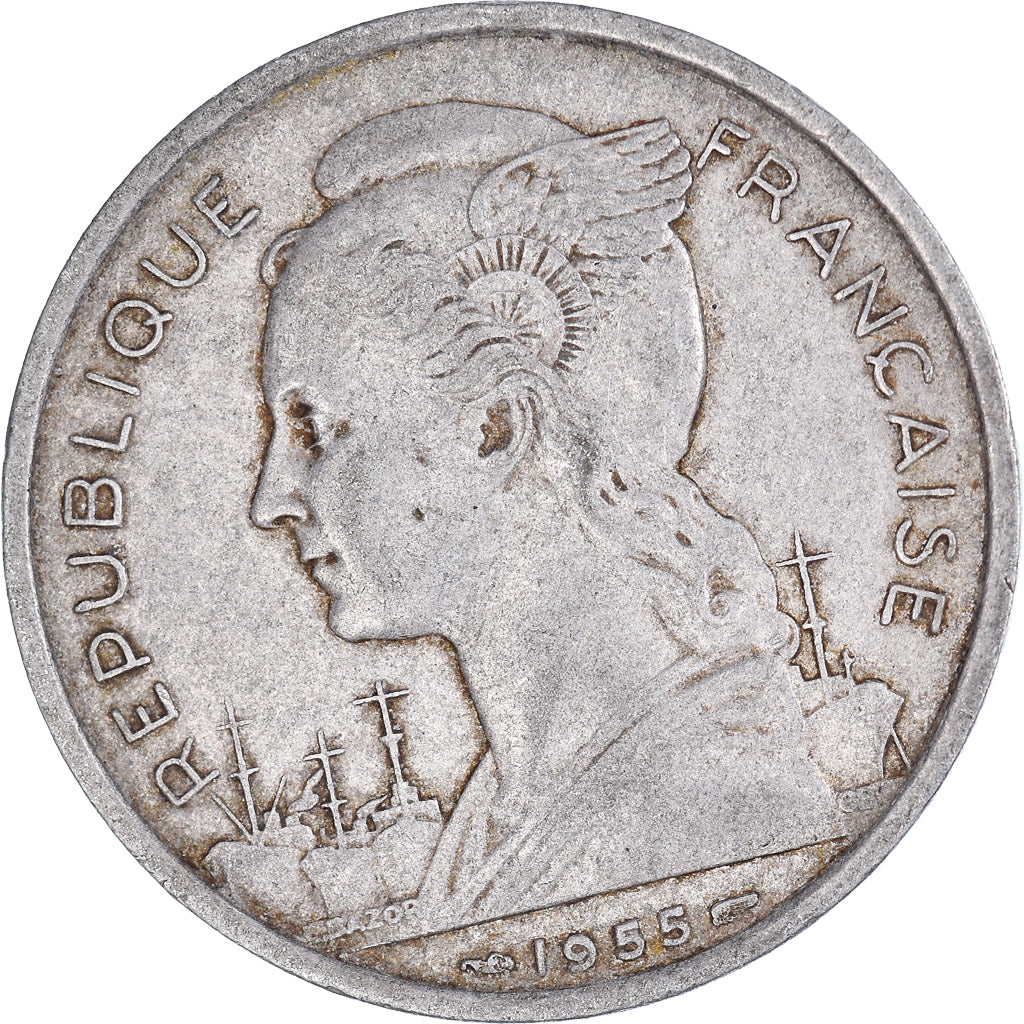 Moneda, La Reunión, 5 Francs, 1955