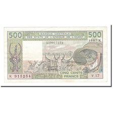 Nota, Estados da África Ocidental, 500 Francs, 1987, KM:706Kj, EF(40-45)
