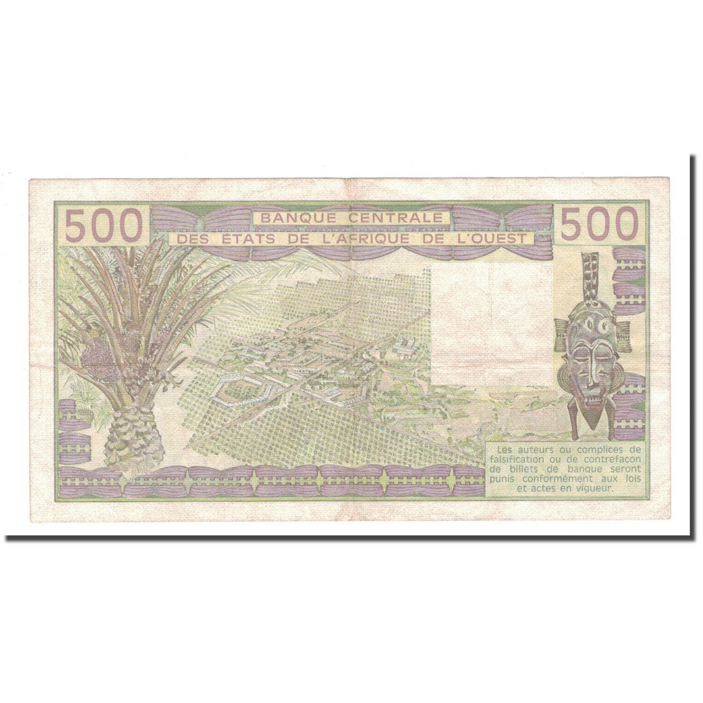 Banknote, West African States, 500 Francs, 1987, KM:706Kj, EF(40-45)