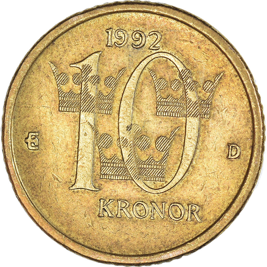 Moeda, Suécia, 10 Kronor, 1992