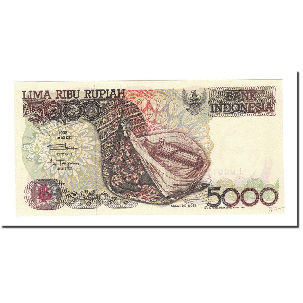 Banknote, Indonesia, 5000 Rupiah, 1992, KM:130a, UNC(65-70)