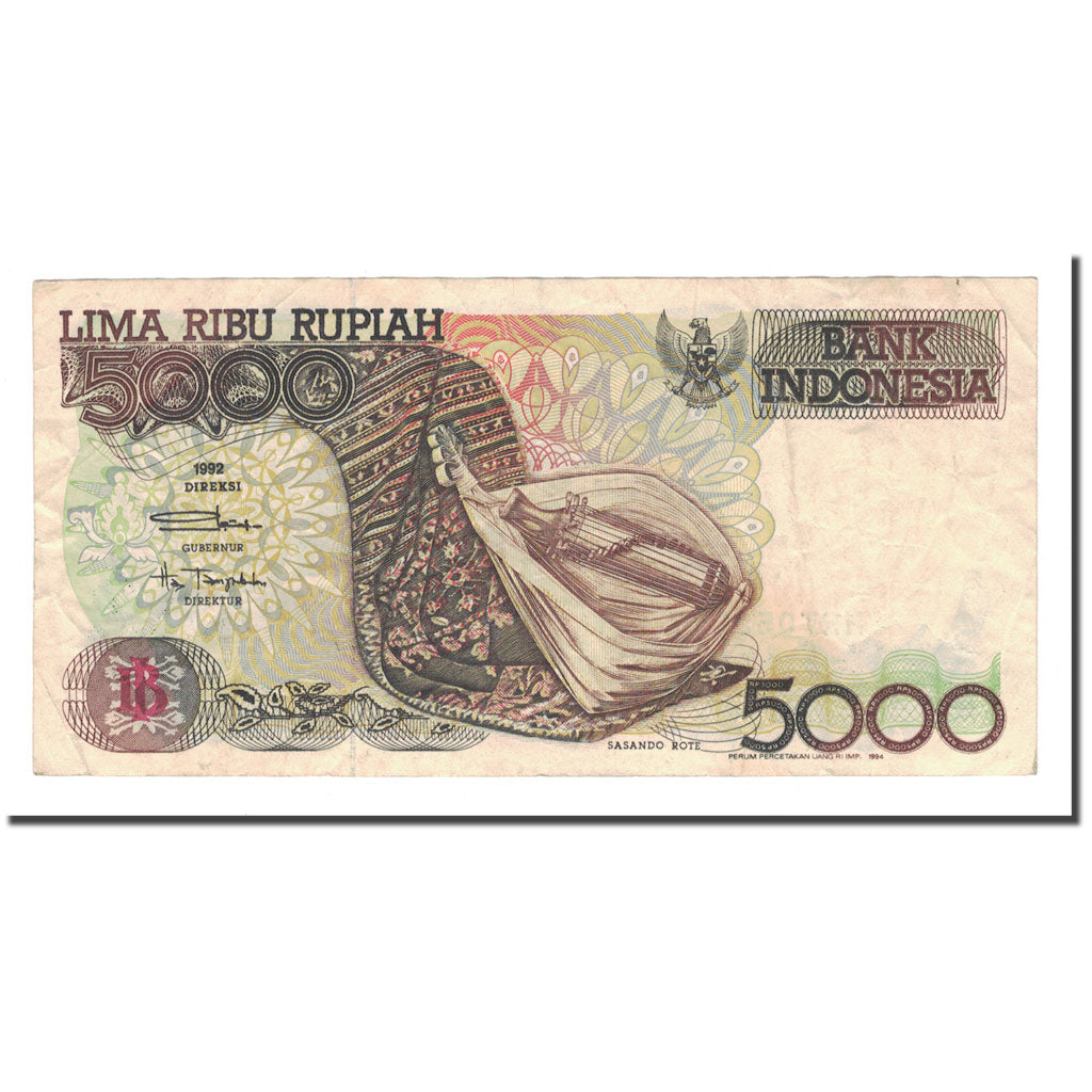 Biljet, Indonesië, 5000 Rupiah, 1992, KM:130a, TB+