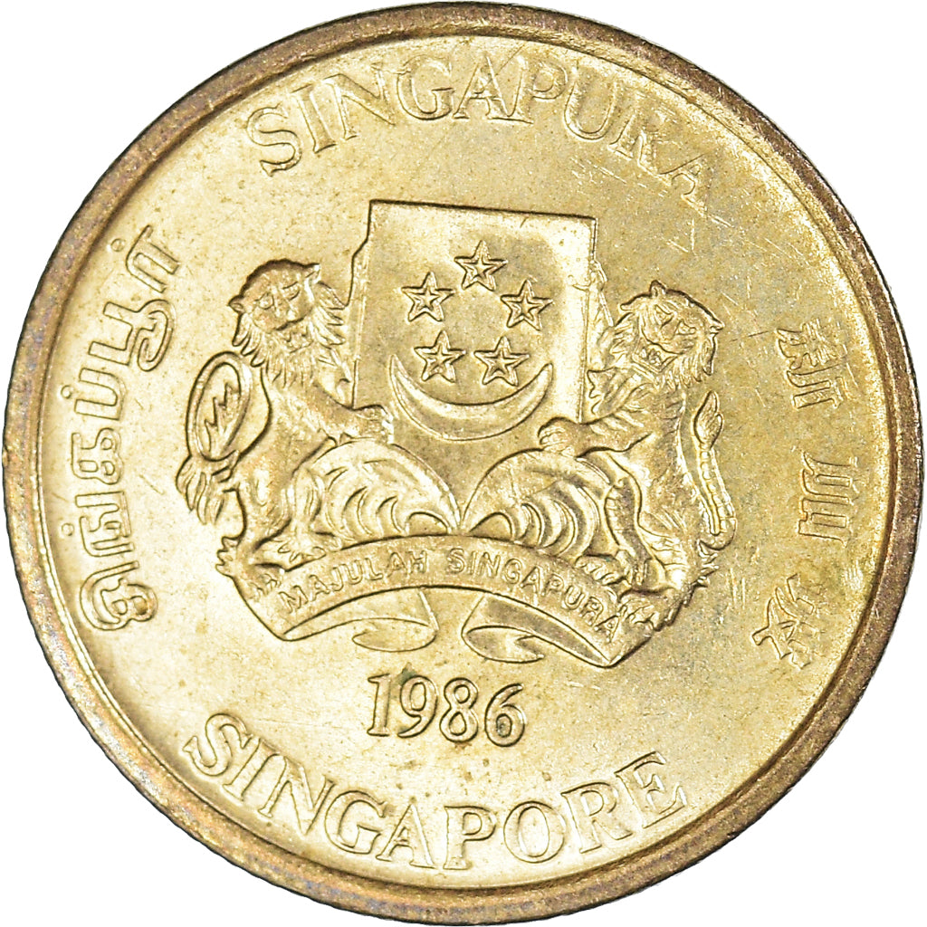 Moeda, Singapura, 5 Cents, 1986