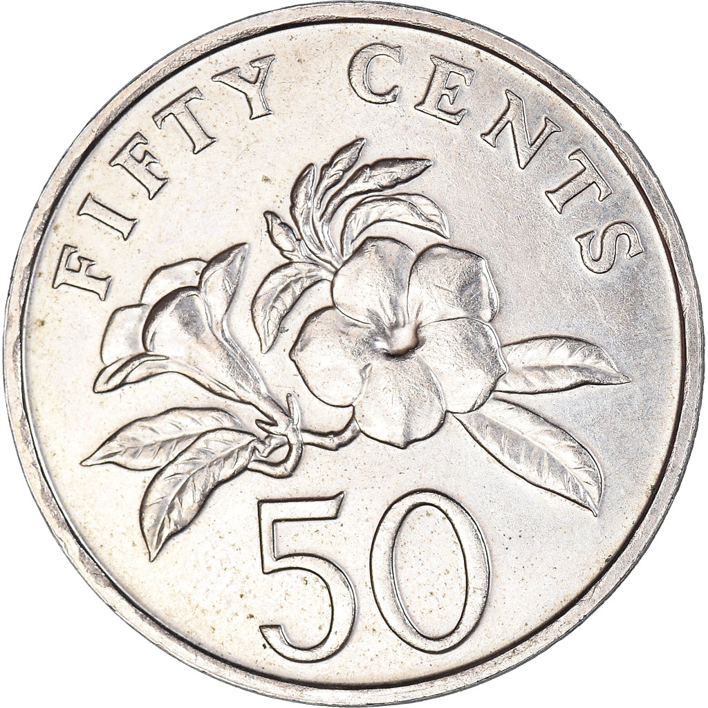 Coin, Singapore, 50 Cents, 1989