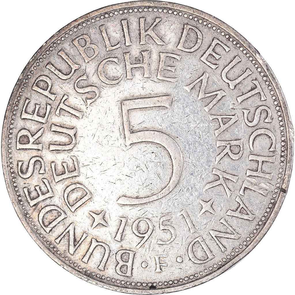 Moneda, ALEMANIA - REPÚBLICA FEDERAL, 5 Mark, 1951