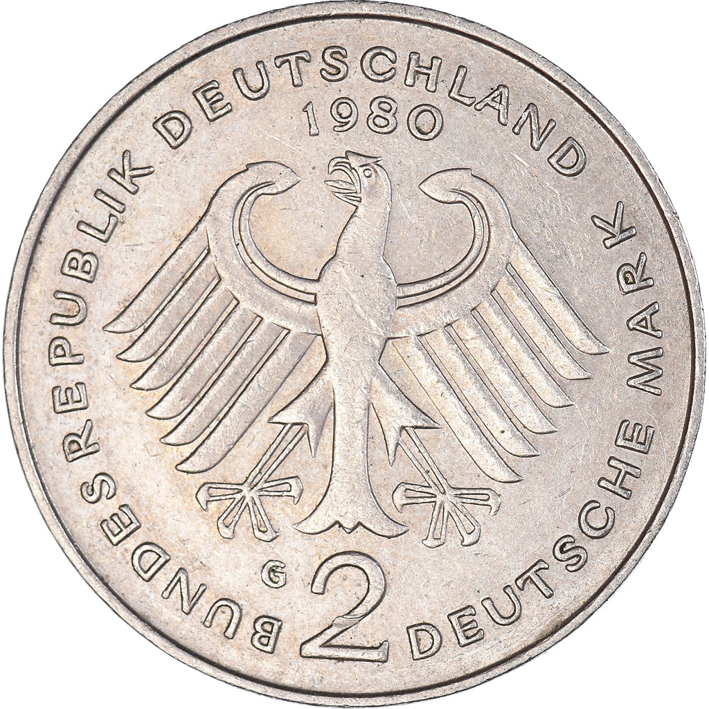 Moneta, GERMANIA - REPUBBLICA FEDERALE, 2 Mark, 1980