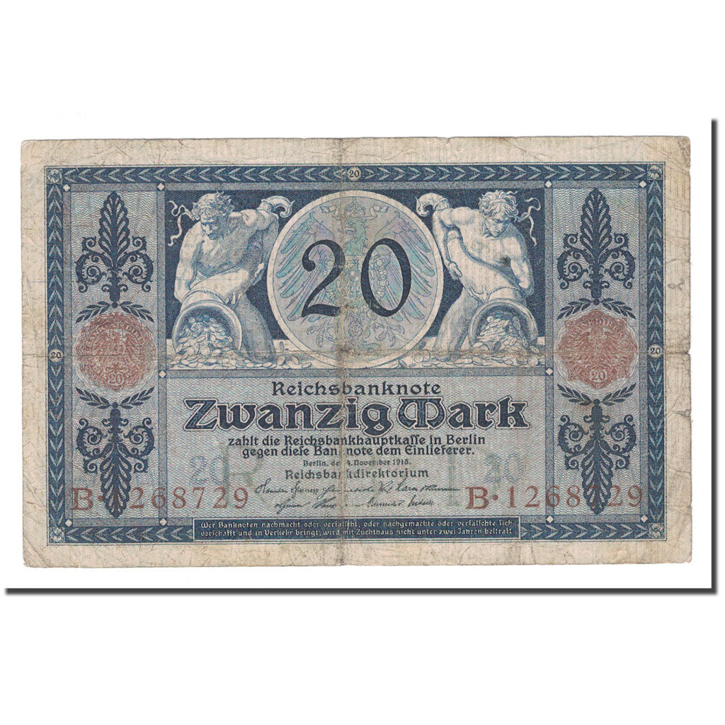 Banknote, Germany, 20 Mark, 1915, 1915-11-04, KM:63, VG(8-10)