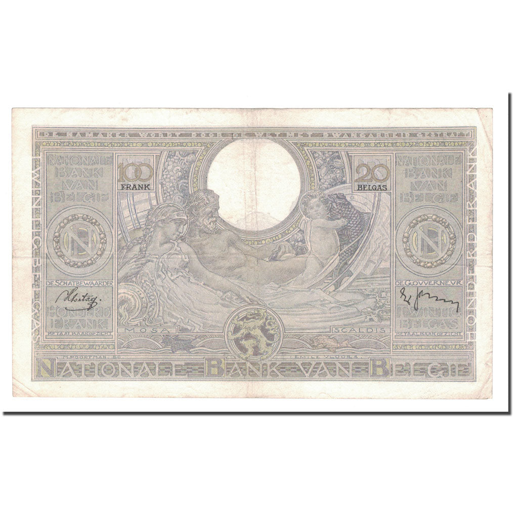 Banknote, Belgium, 100 Francs-20 Belgas, 1938, 1938-08-19, KM:107, EF(40-45)